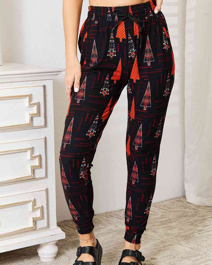 Leggings Depot Full Size Holiday Tree Print Joggers
