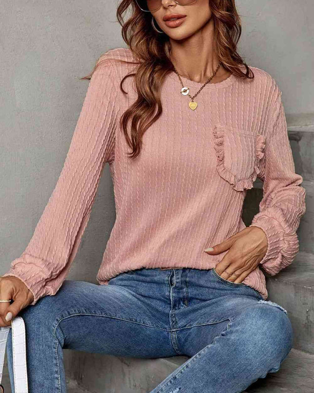 Frill Trim Long Sleeve Blouse