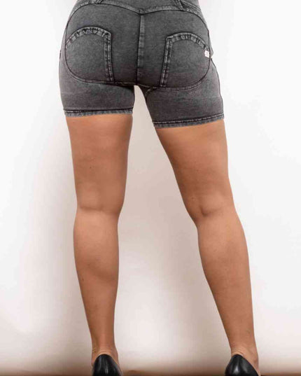 Full Size Side Stripe Zip Closure Denim Shorts