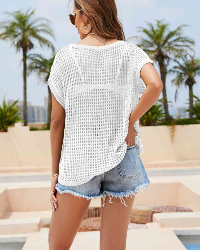 Round Neck Openwork Cover Up