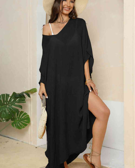 V-Neck Three-Quarter Sleeve Cover-Up