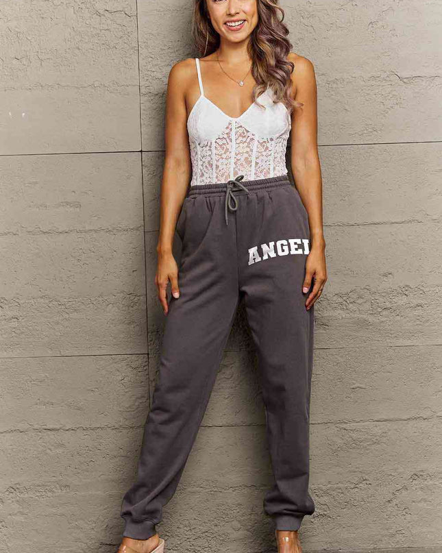 Simply Love Simply Love Full Size Drawstring Angel Graphic Long Sweatpants