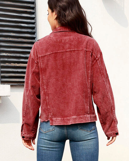 Football Sequin Raw Hem Collared Neck Jacket