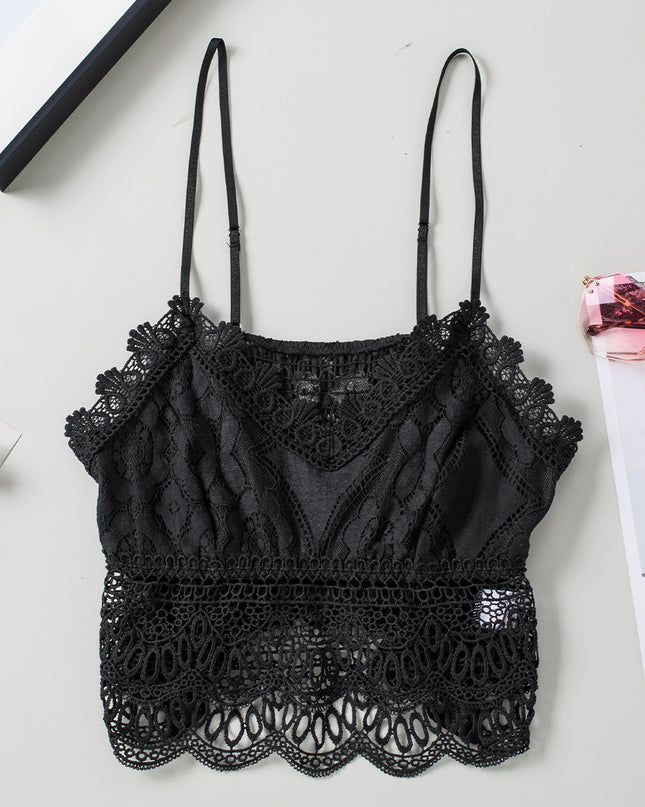 V-Neck Lace Cropped Cami