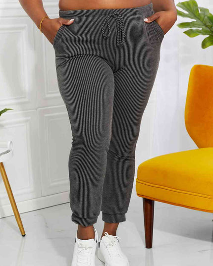 Blumin Apparel Full Size Easy Living Ribbed Joggers