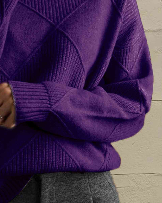 Geometric Turtleneck Long Sleeve Sweater