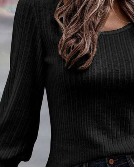 Scoop Neck Long Sleeve Blouse