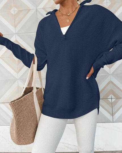 Half Zip Long Sleeve Knit Top