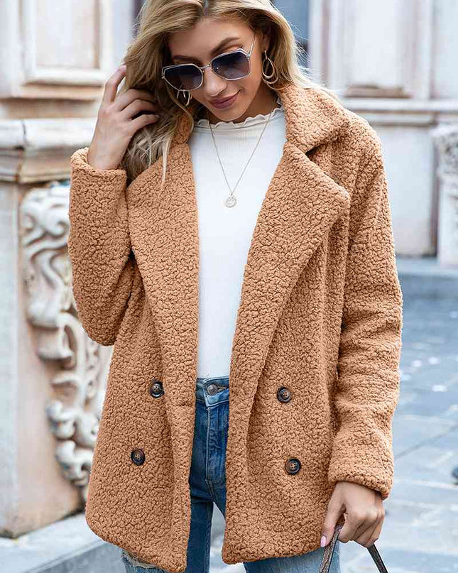Full Size Lapel Collar Sherpa Coat