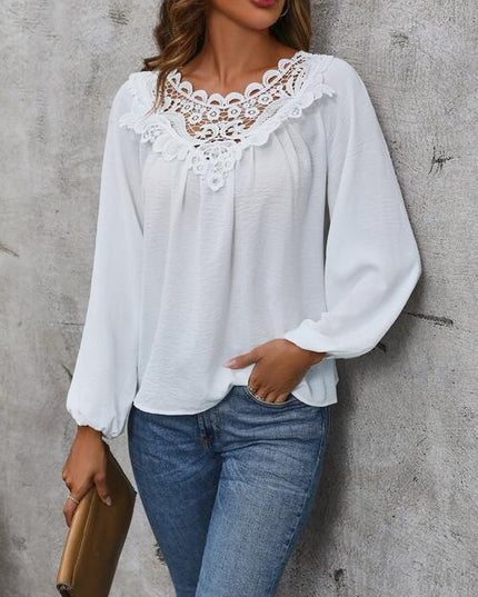 Lace Detail Balloon Sleeve Blouse