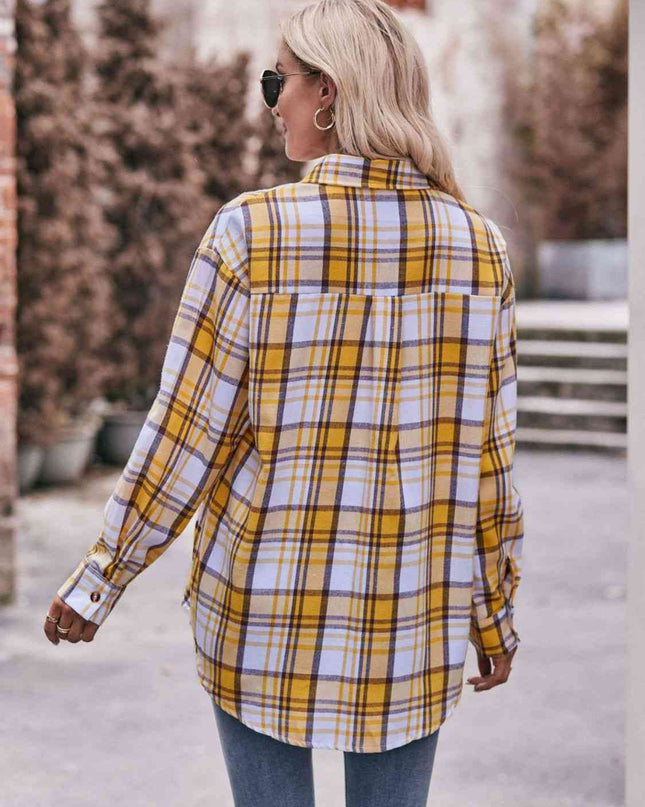 Plaid Dropped Shoulder Longline Shirt