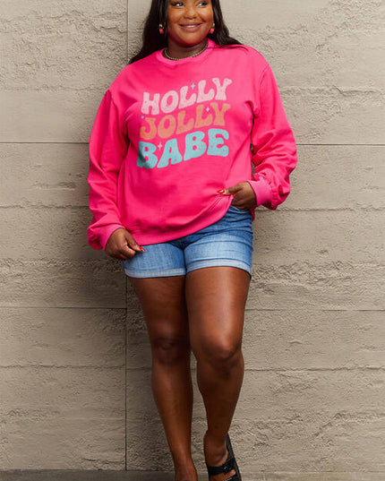Simply Love Full Size HOLLY JOLLY BABE Long Sleeve Sweatshirt
