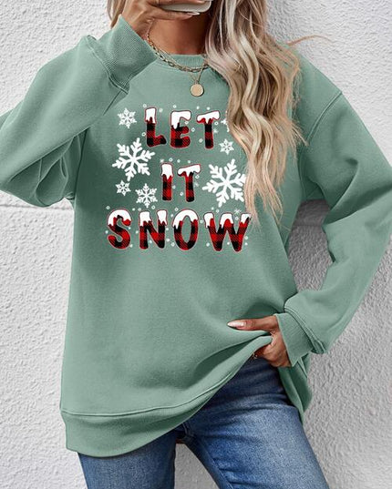 LET IT SNOW Round Neck Long Sleeve Sweatshirt