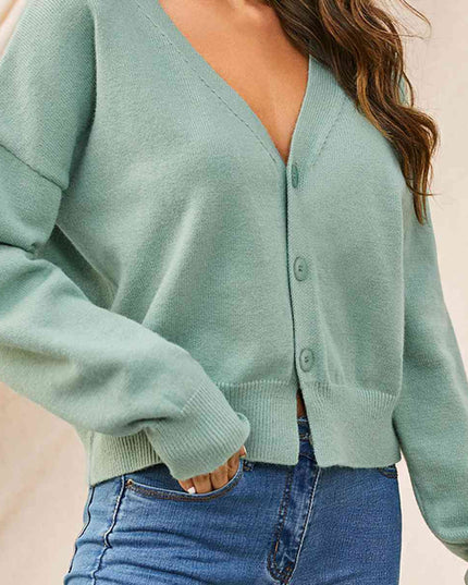 V-Neck Button Up Long Sleeve Cardigan