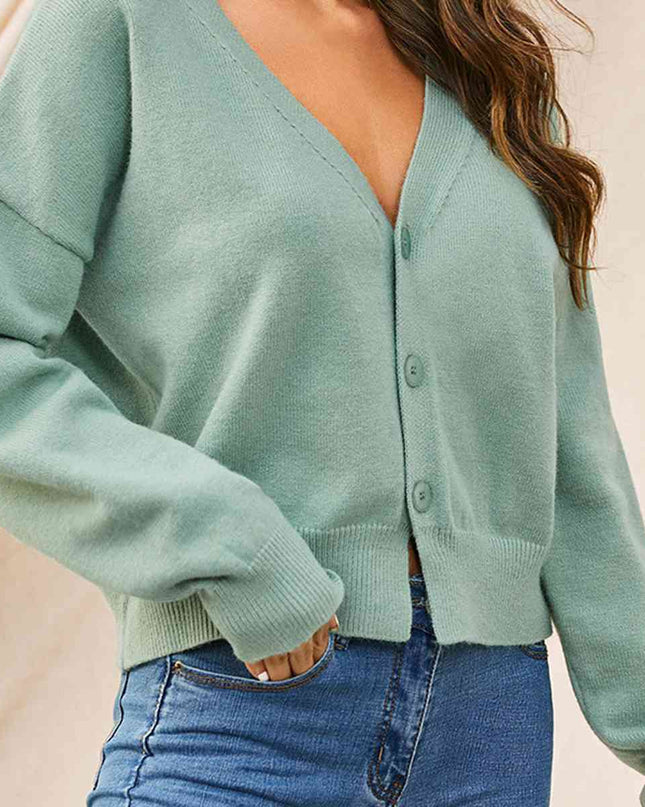 V-Neck Button Up Long Sleeve Cardigan