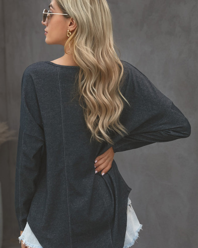 Grommet Long Sleeve V-Neck Top