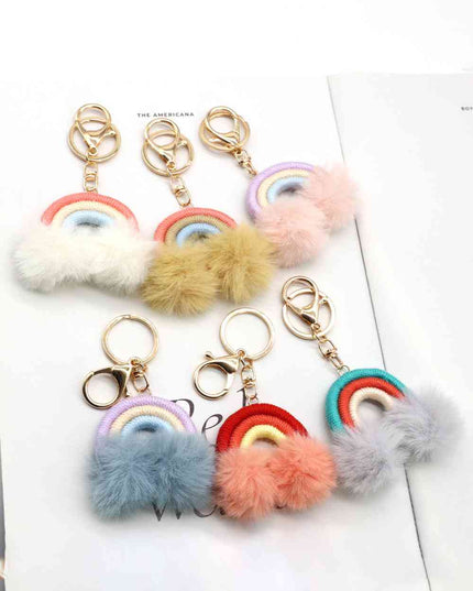Assorted 4-Pack Rainbow Pom Pom Keychain
