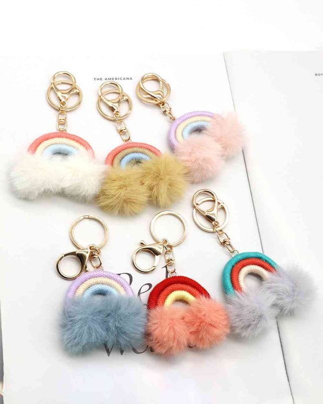 Assorted 4-Pack Rainbow Pom Pom Keychain