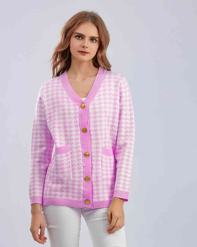Houndstooth Button Down Cardigan