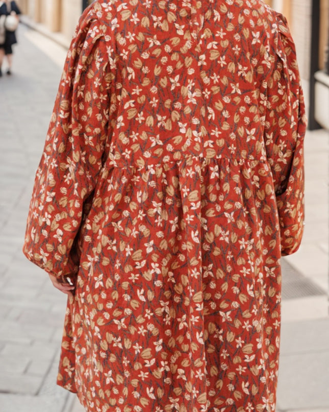 Plus Size Floral Round Neck Dress