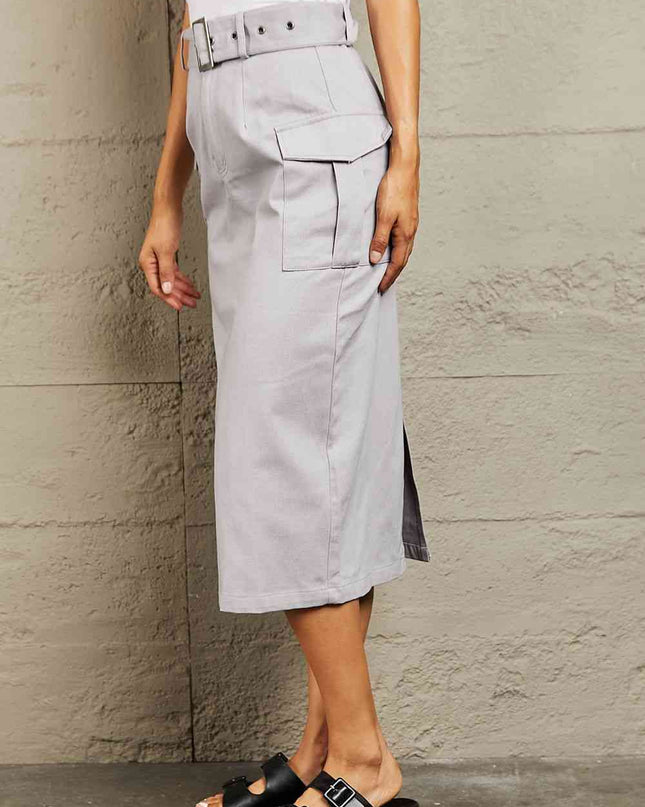 HYFVE Professional Poise Buckled Midi Skirt