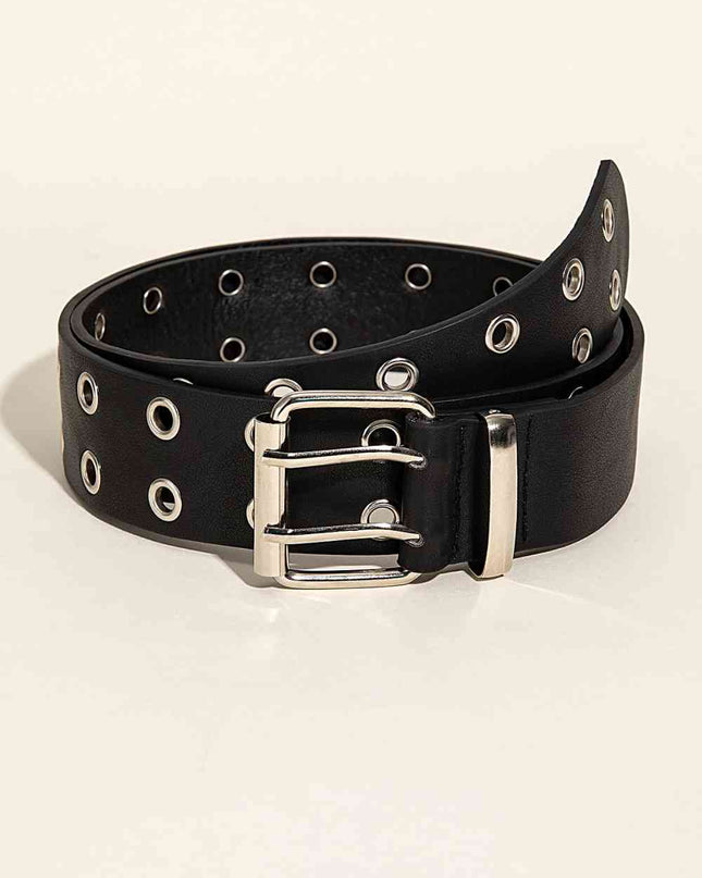 Double Row Grommet PU Leather Belt