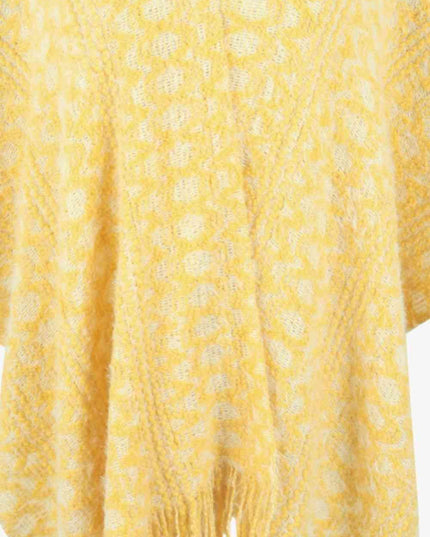 Open Front Fringe Hem Poncho