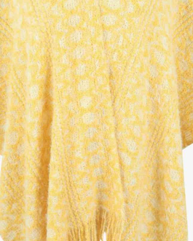 Open Front Fringe Hem Poncho