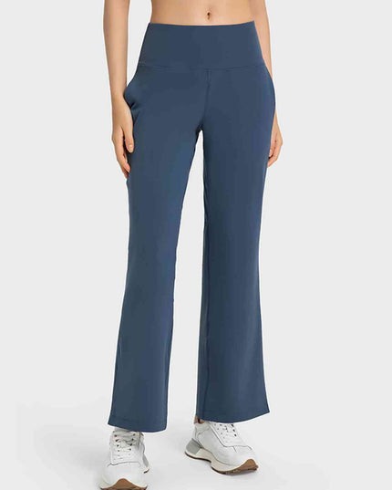 Wide Leg Slit Sport Pants with Pockets