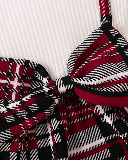 Plaid Print Bow Detail Dress