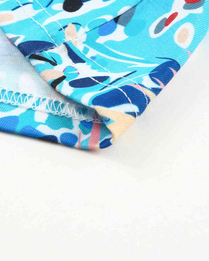 Printed Flutter Sleeve V-Neck Top cf
