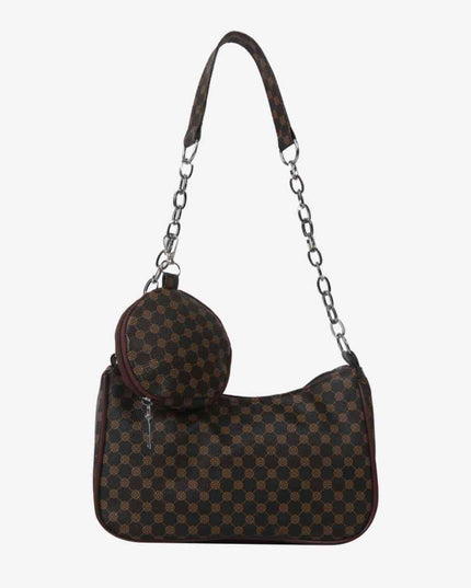 Printed Shoulder Bag and Round Wallet