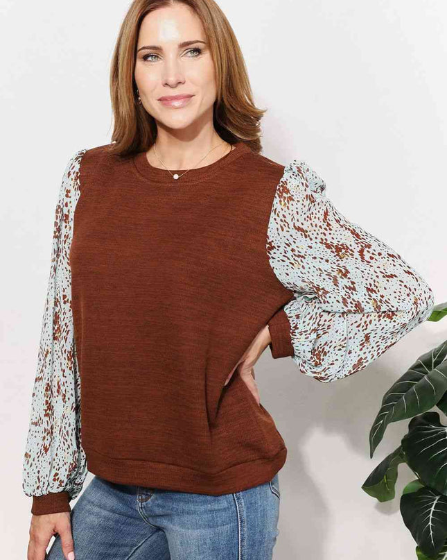 And The Why  Full Size Foil Printed Sleeve Top