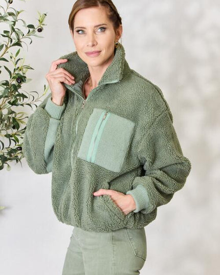 Heimish Full Size Zip Up Collared Neck Jacket