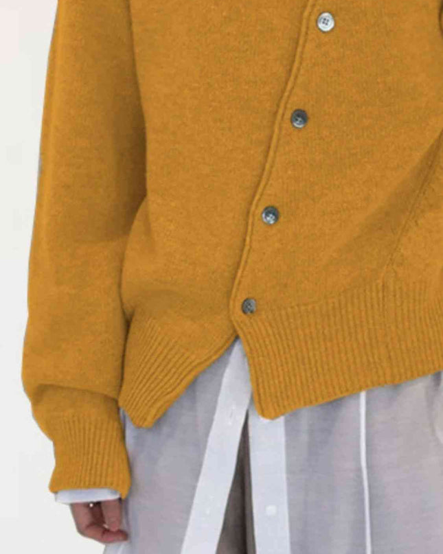 Dropped Shoulder Buttoned Cardigan