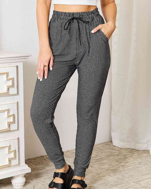 Leggings Depot Full Size Striped Printed Joggers