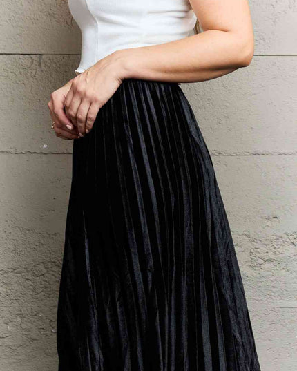 Ninexis Accordion Pleated Flowy Midi Skirt