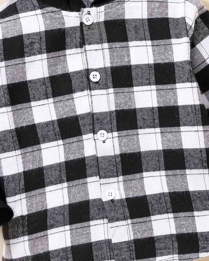 Plaid Button-Down Long Sleeve Hoodie