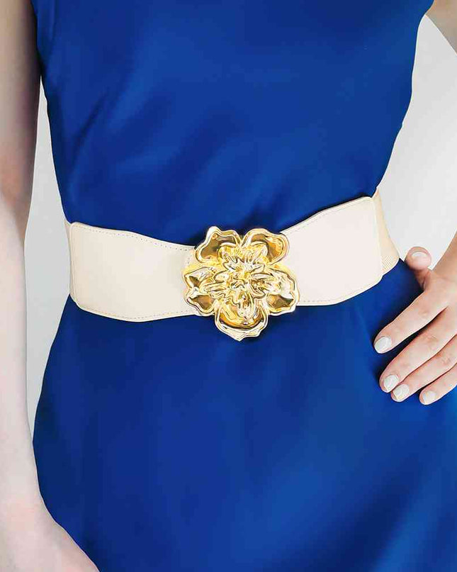Flower Alloy Buckle Elastic Belt