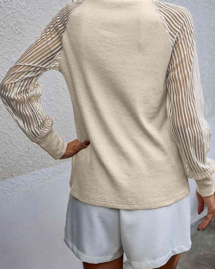 Round Neck Raglan Sleeve Knit Top