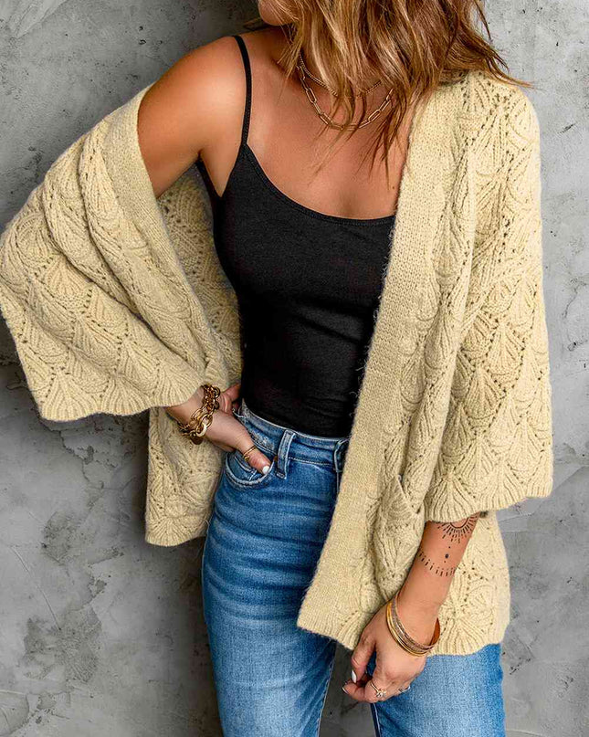 Scalloped Hem Open Front Cardigan