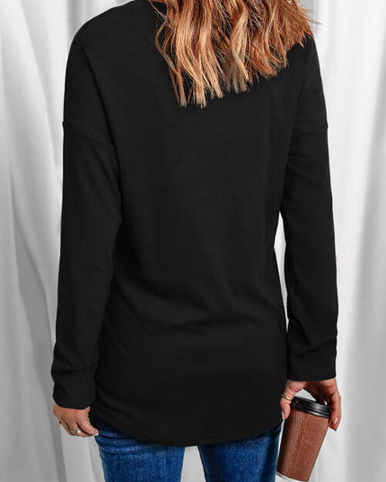 Graphic V-Neck Long Sleeve Top