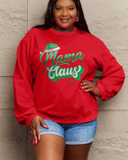Simply Love Full Size MAMA CLAUS Round Neck Sweatshirt