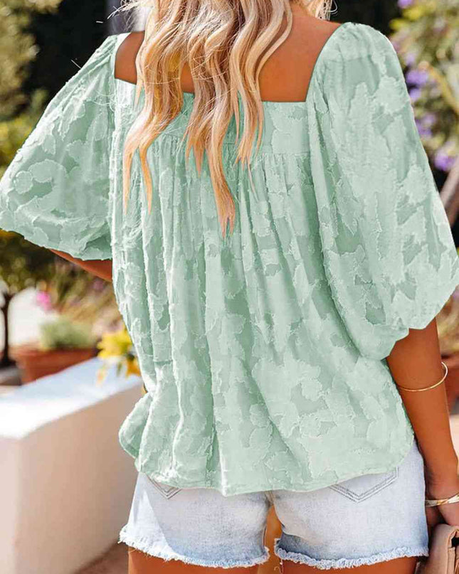 Square Neck Puff Sleeve Blouse