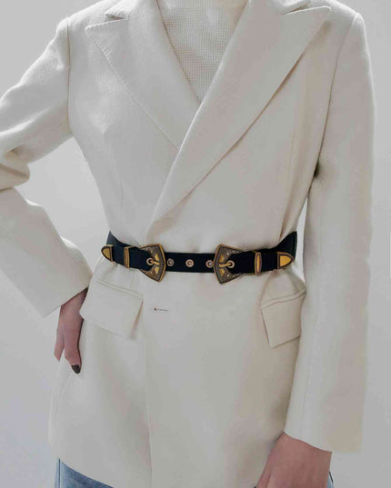 Double Buckle PU Leather Belt