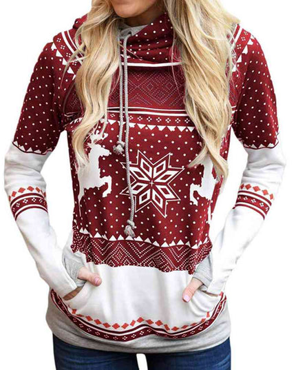Printed Long Sleeve Hoodie with Pocket