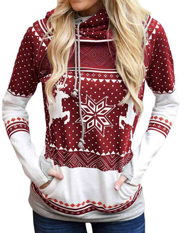 Printed Long Sleeve Hoodie with Pocket