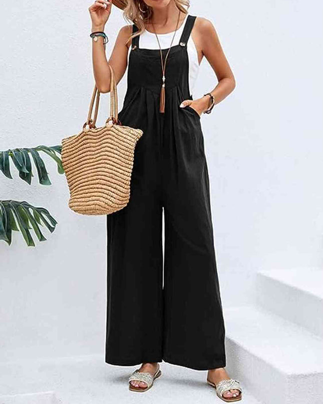 Full Size Wide Leg Overalls with Pockets