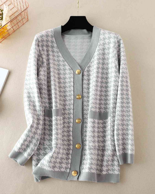 Houndstooth Button Down Cardigan