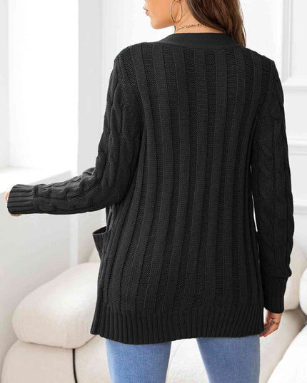 Button Down Cable-Knit Cardigan